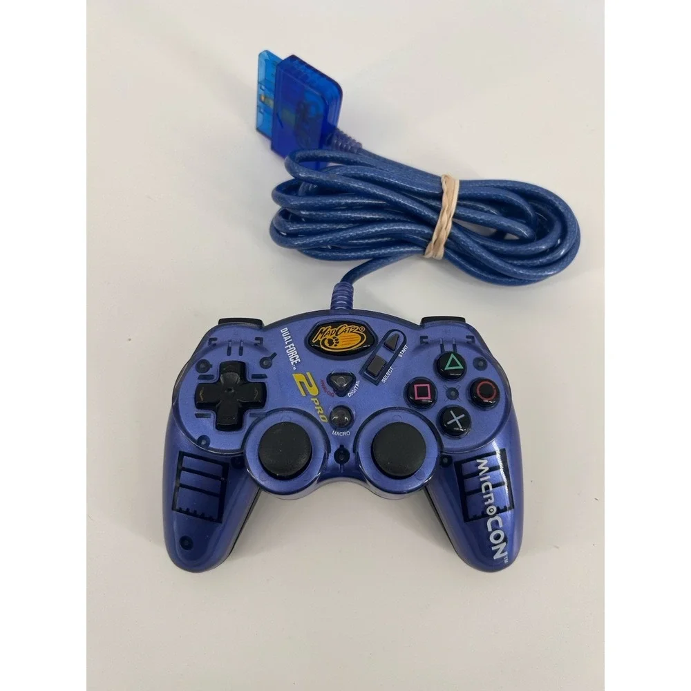 Mad Catz Dual Force Controller for Sony PlayStation PS1 PS2 Blue‎ Working